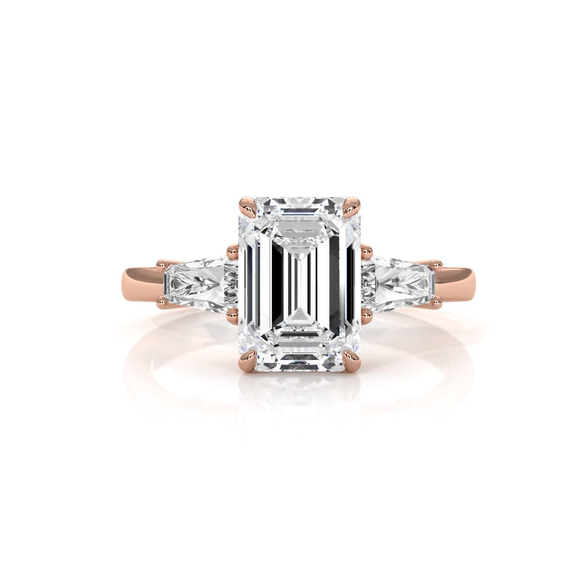 3 Stone Emerald Lab Grown Diamond Engagement Ring IGI Certified 14k White Gold 2.61 Ctw.